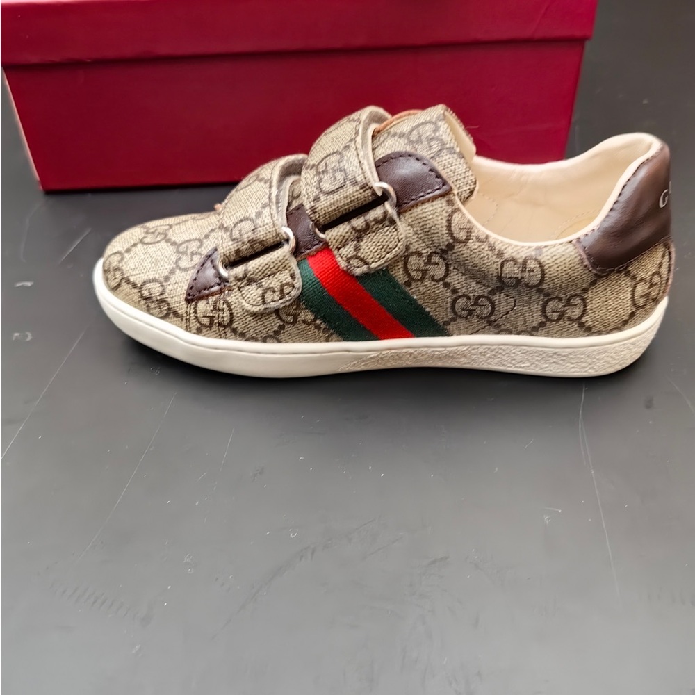 Gucci GG Monogram Velcro Sneakers - Beige/Brown - Picture 3 of 7